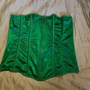 Green corset with zip front